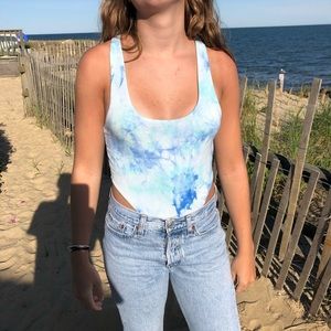 Super soft blue tie dye bodysuit